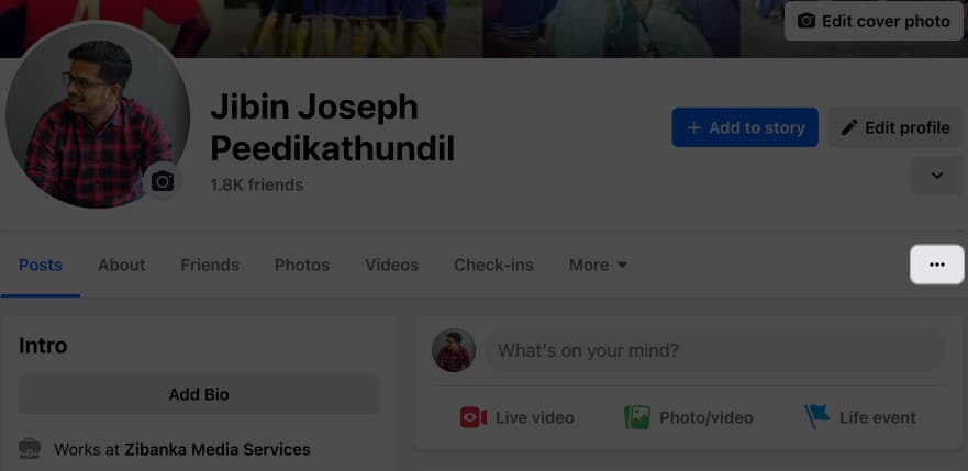 Click the three-dot icon in your facebook profile