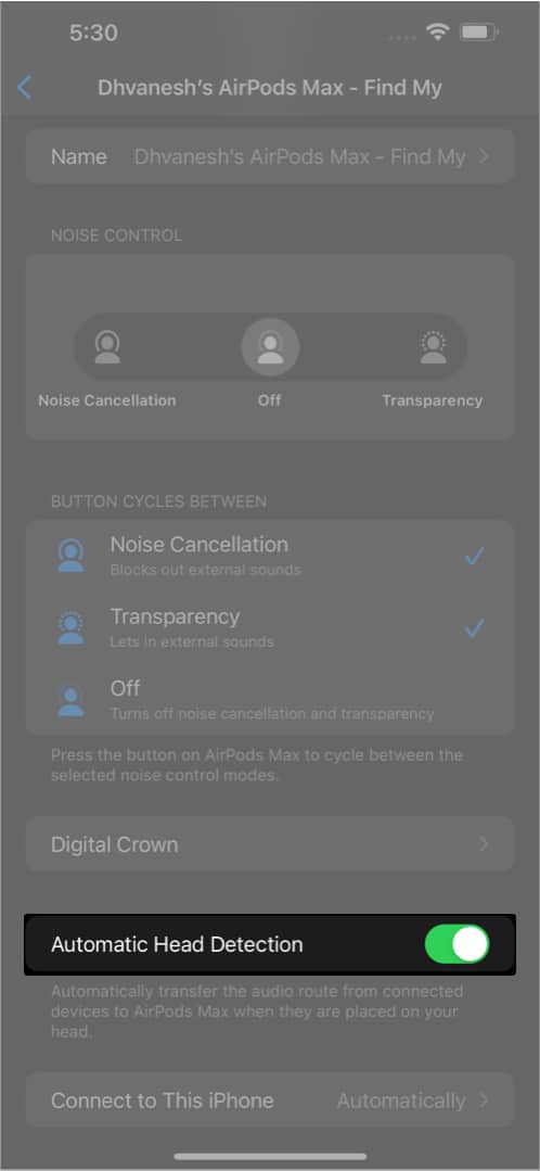 Enable Disable Automatic Ear Head Detection on AirPods