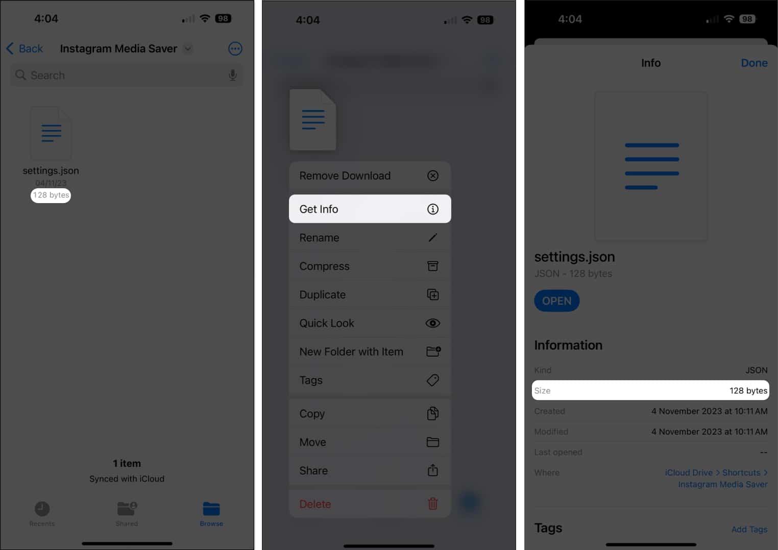 How to view file size on iPhone and iPad