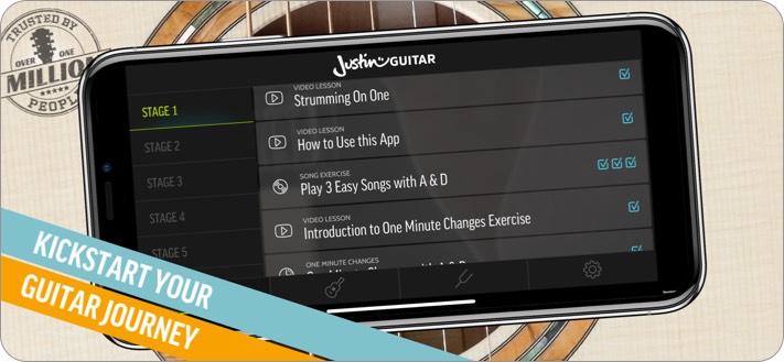 justin guitar learning app screenshot