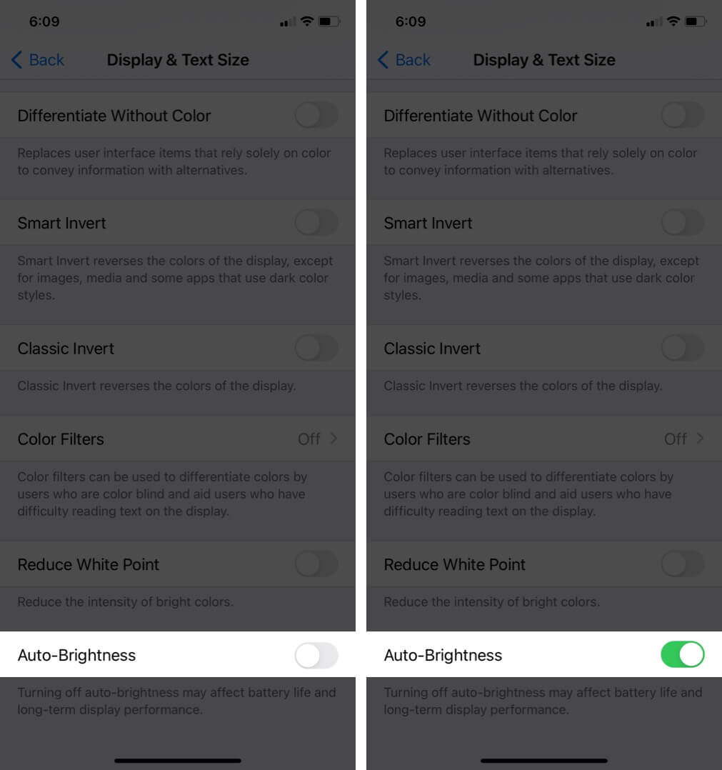 turn on iphone auto-brightness